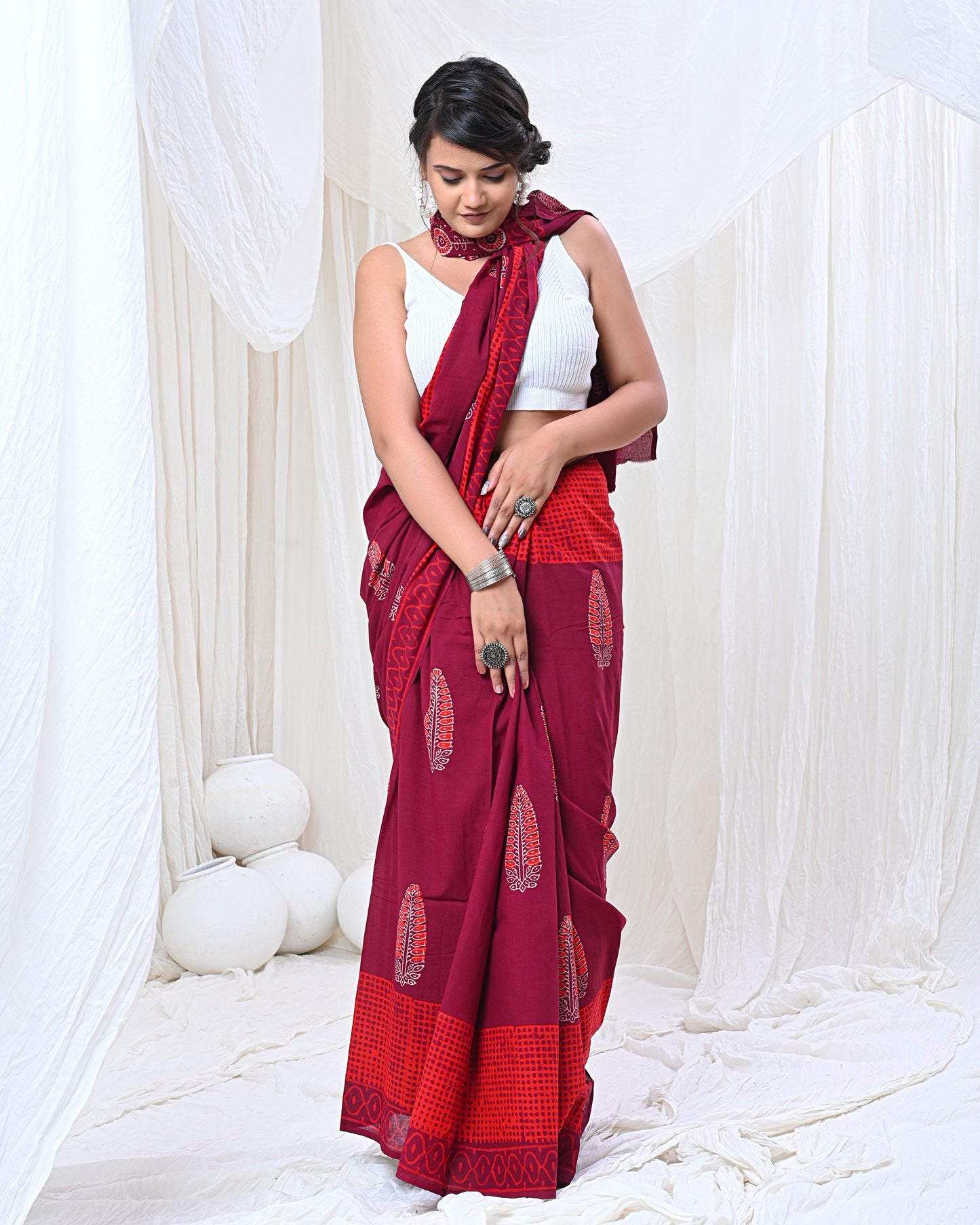 Maroon Love Saree