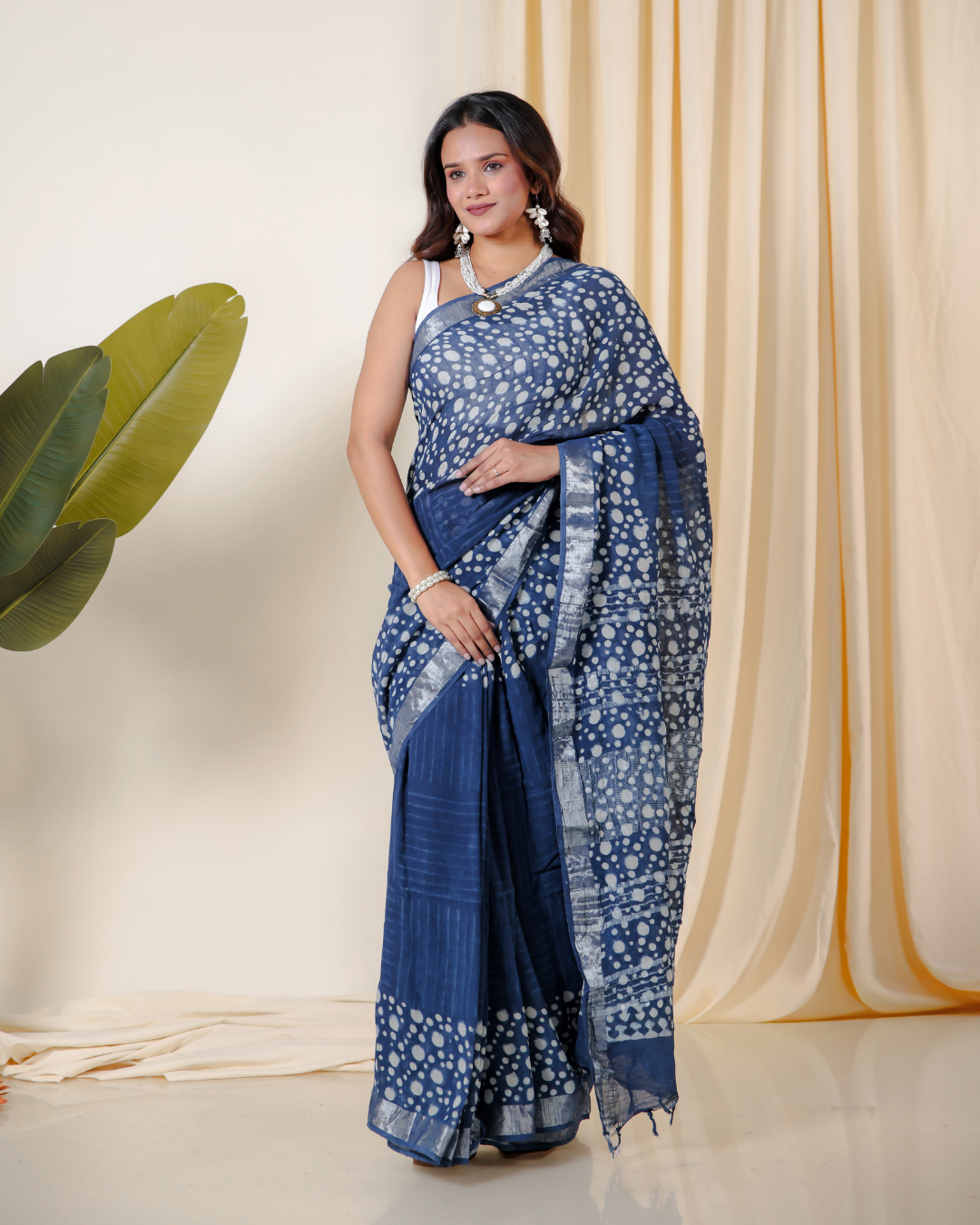 Mystic Indigo Hand Block Print Saree