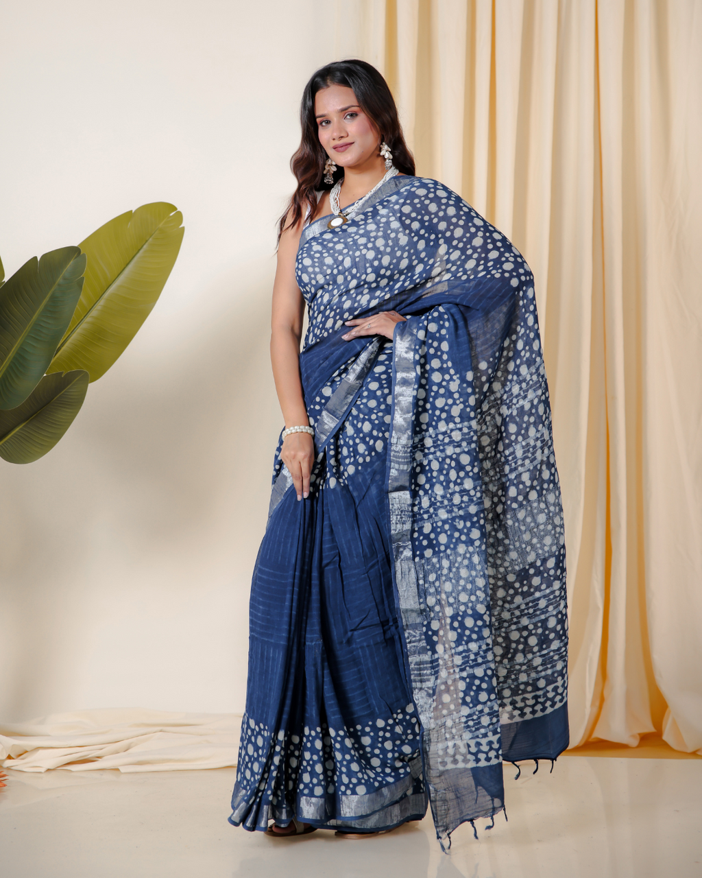 Mystic Indigo Hand Block Print Saree