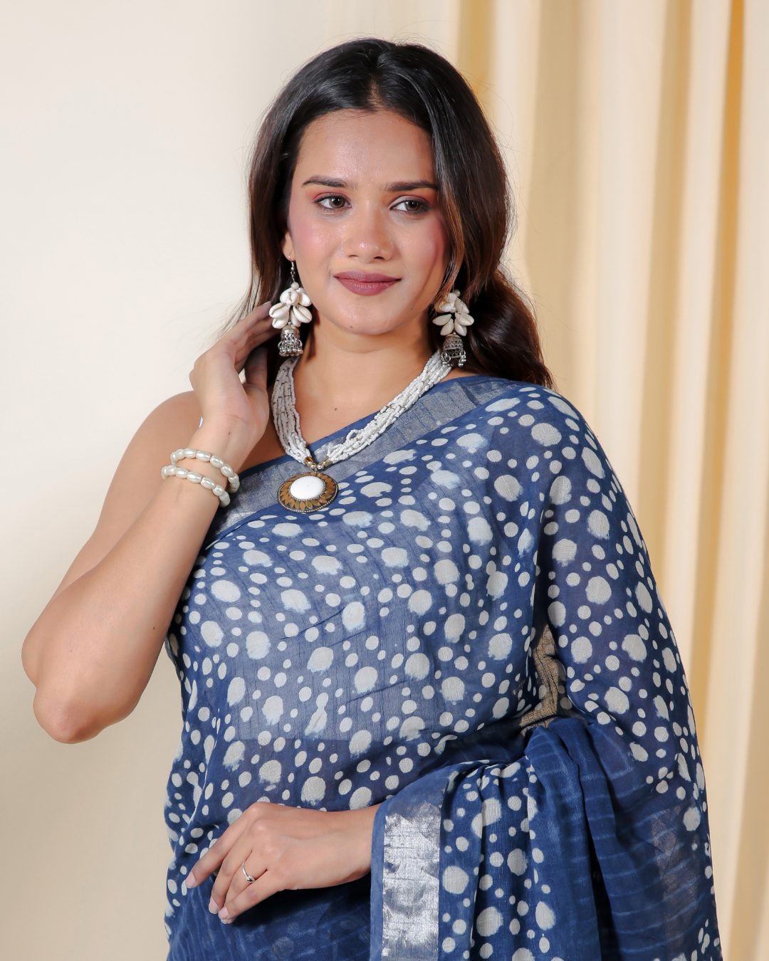 Mystic Indigo Hand Block Print Saree