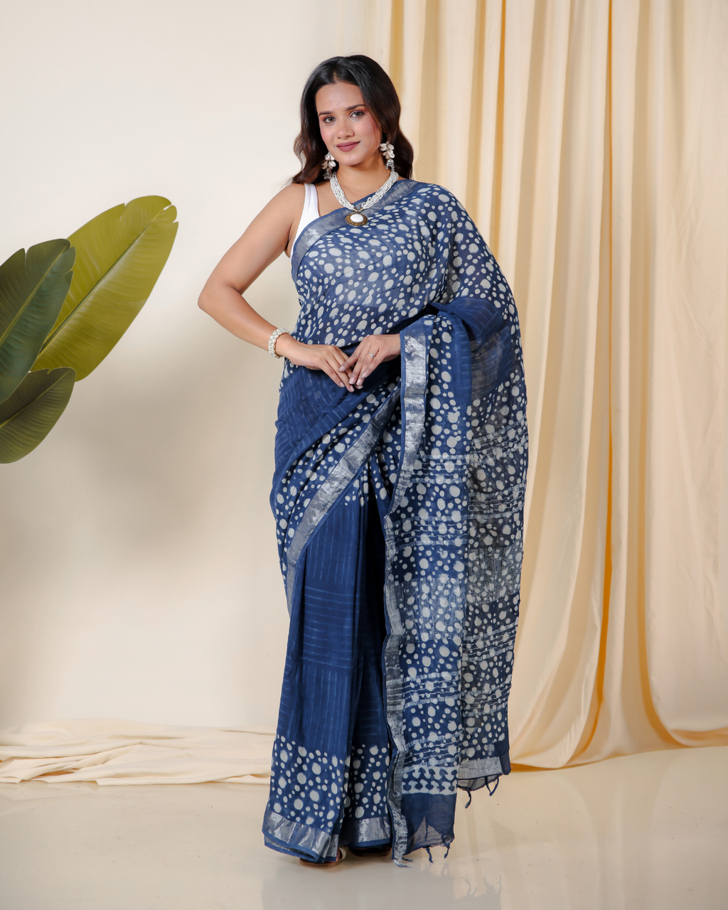 Mystic Indigo Hand Block Print Saree