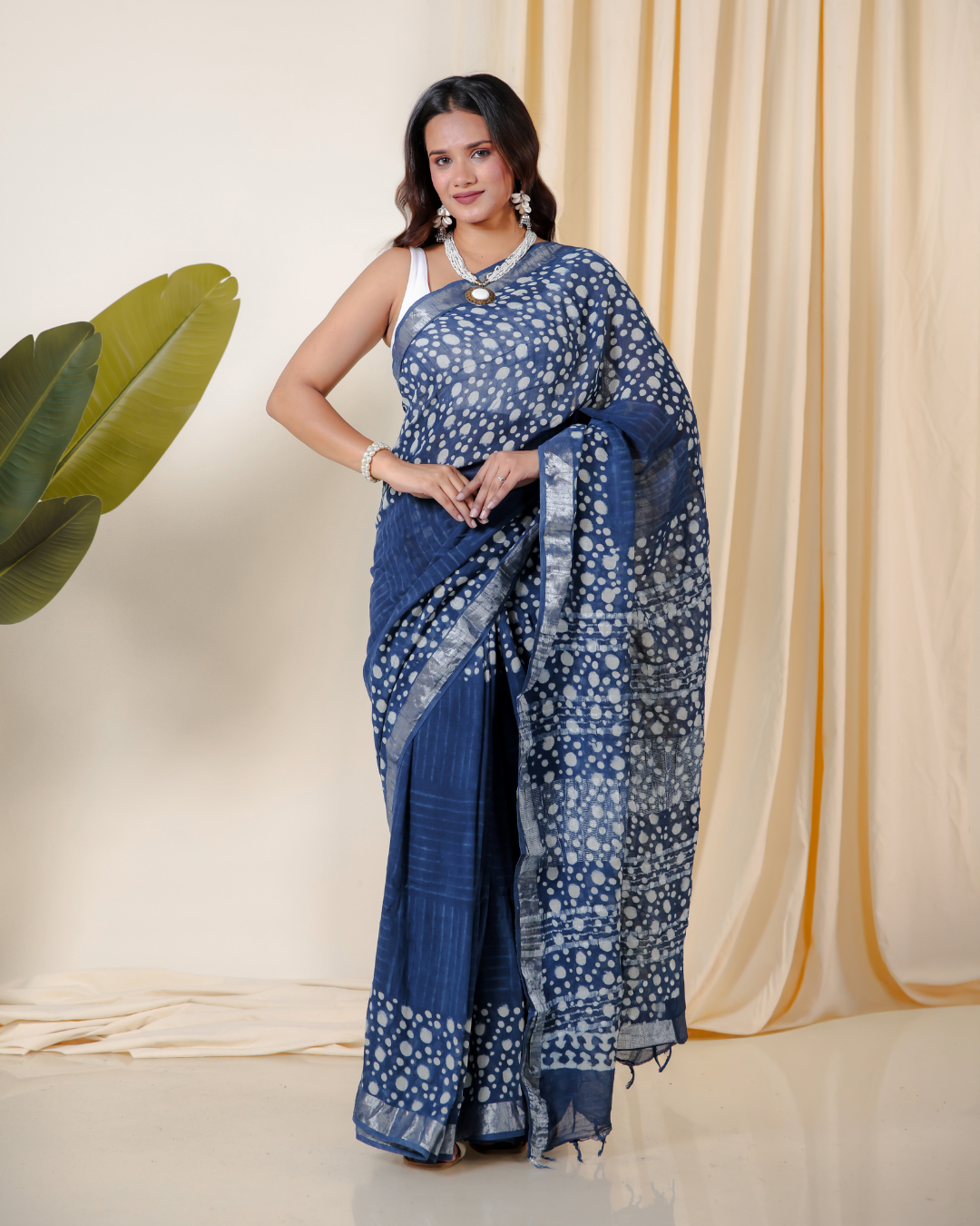Mystic Indigo Hand Block Print Saree