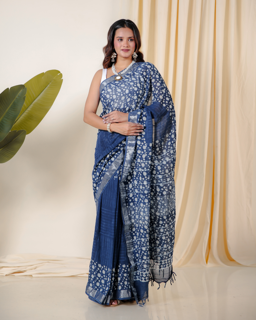 Mystic Indigo Hand Block Print Saree