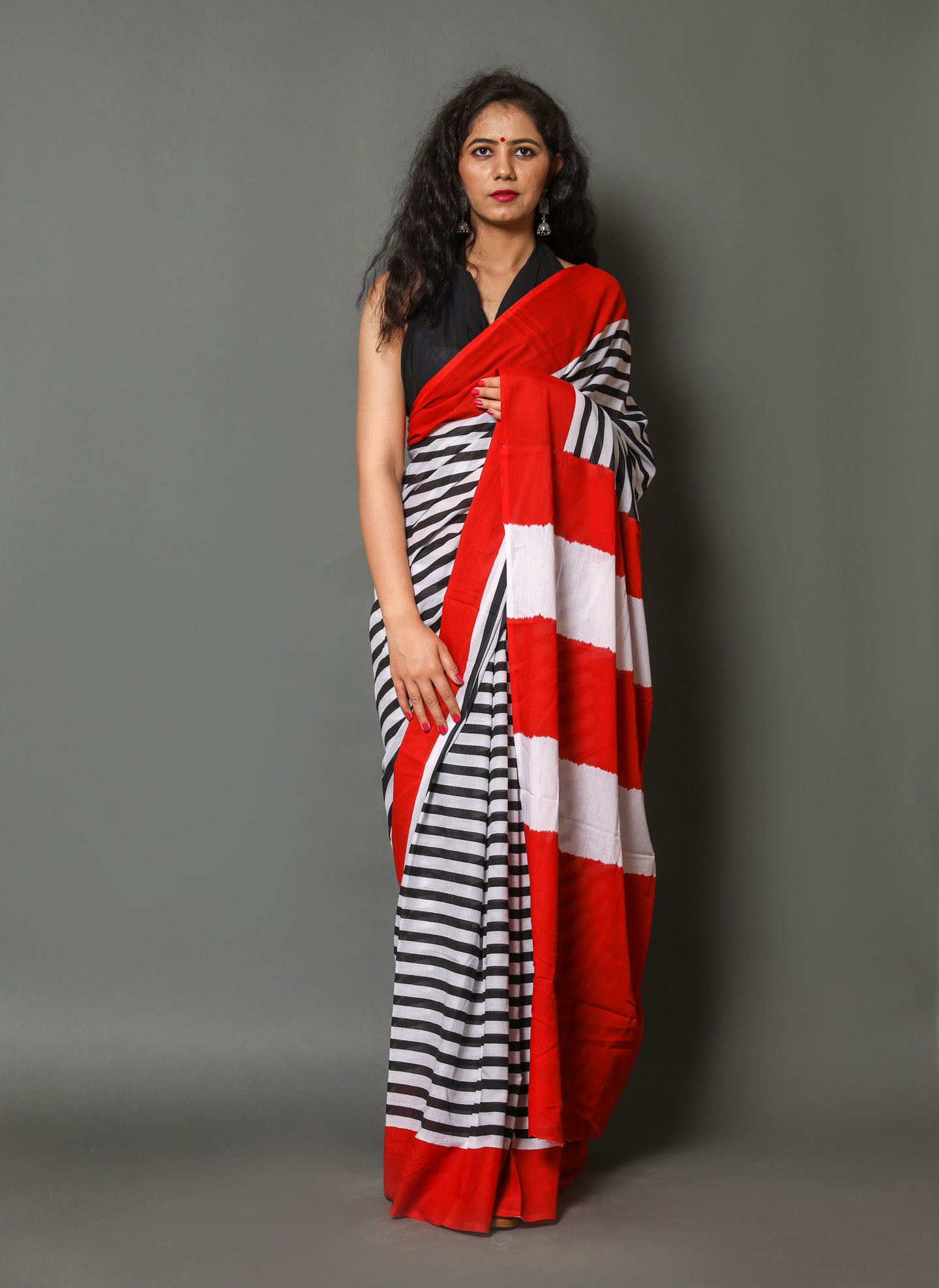 Summer Stripe Mulmul Saree