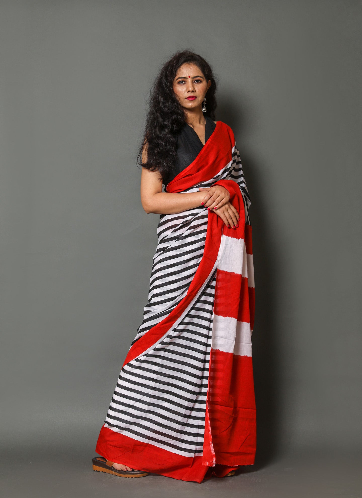 Summer Stripe Mulmul Saree