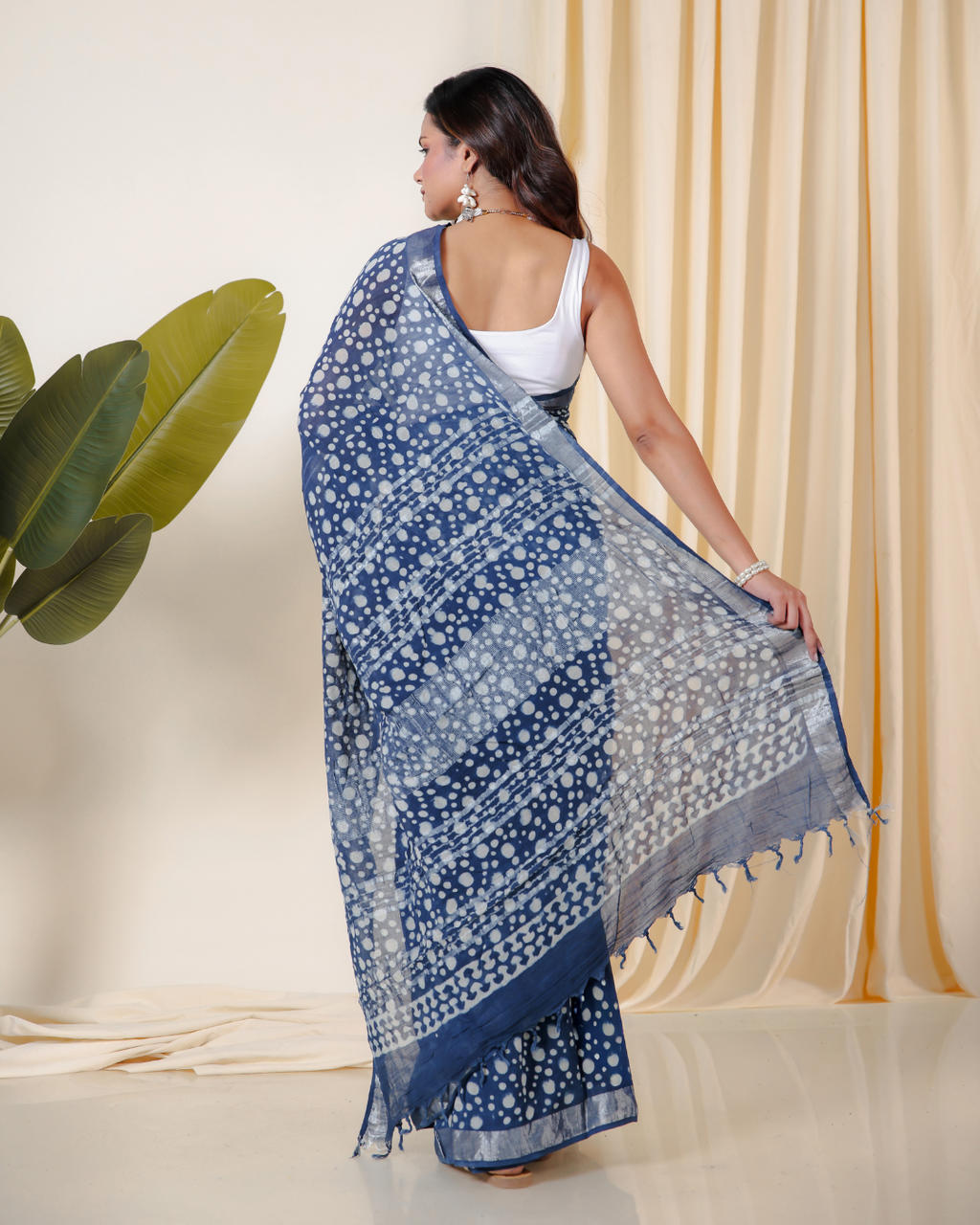 Mystic Indigo Hand Block Print Saree