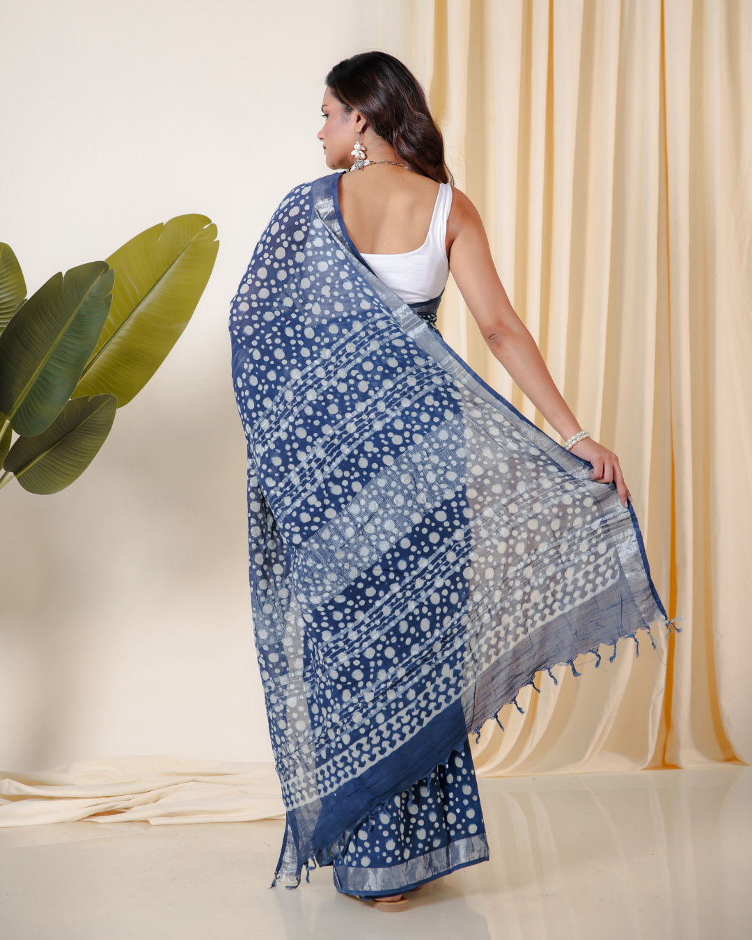 Mystic Indigo Hand Block Print Saree