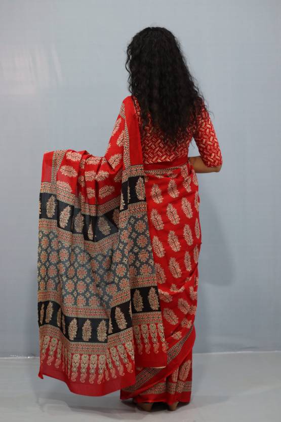 Red Mapple Mulmul Saree