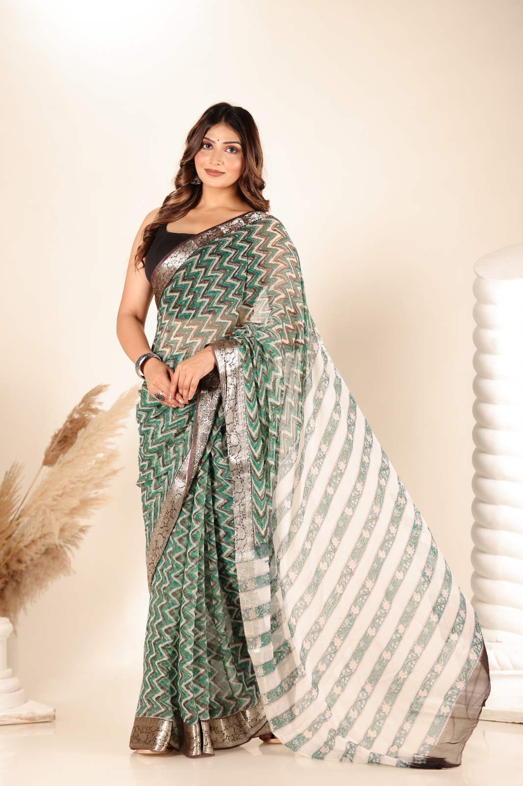 multicolor Chiffon saree