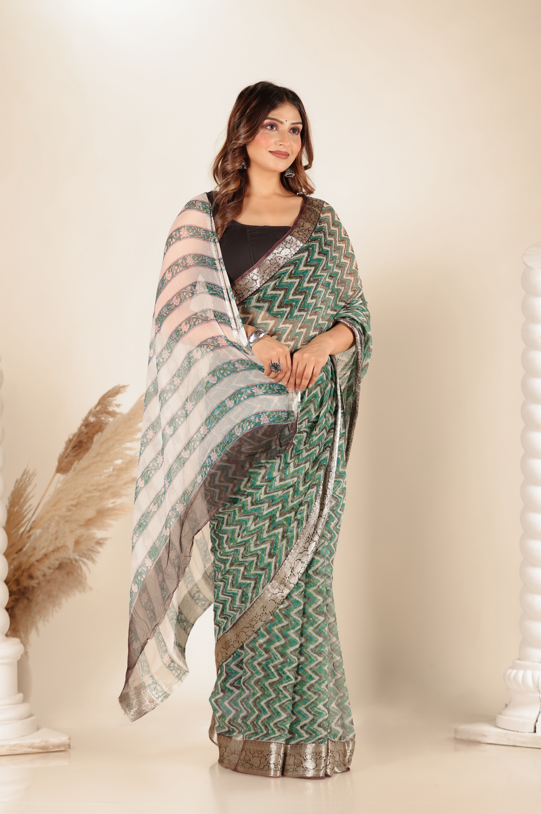 multicolor Chiffon saree