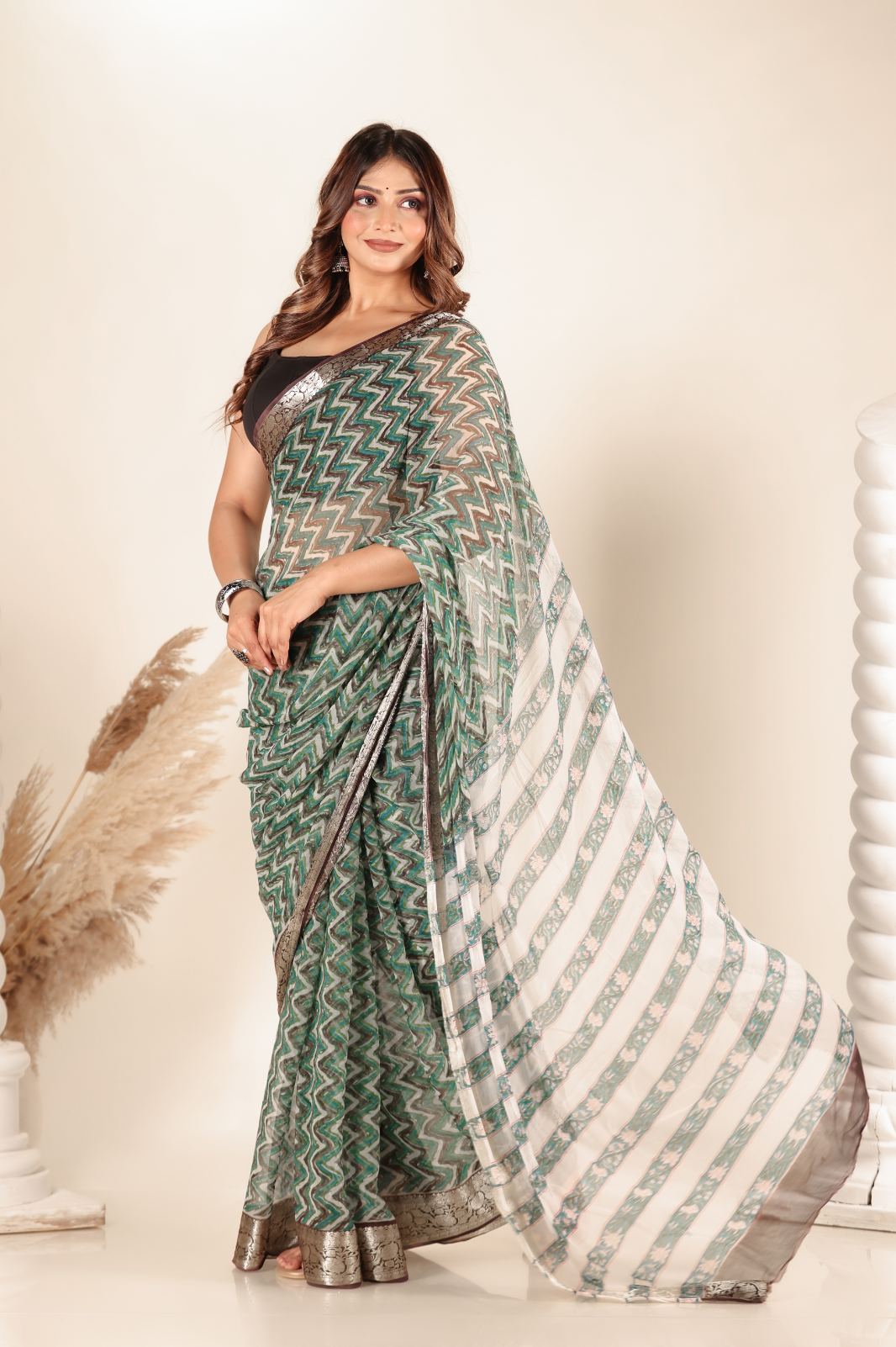 multicolor Chiffon saree