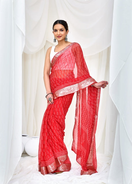 Scarlet Blossom Saree