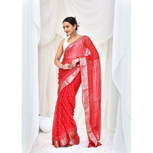 Scarlet Blossom Saree