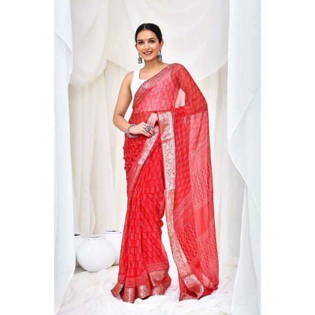 Scarlet Blossom Saree