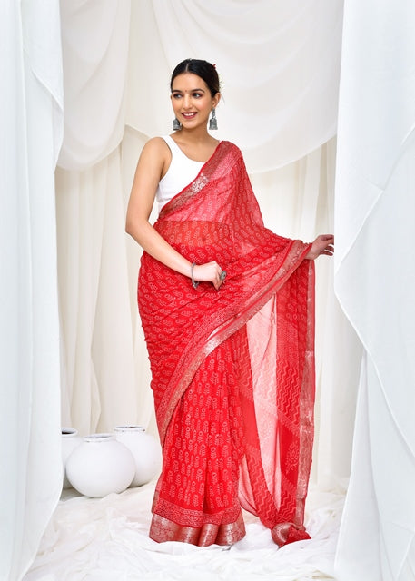 Scarlet Blossom Saree