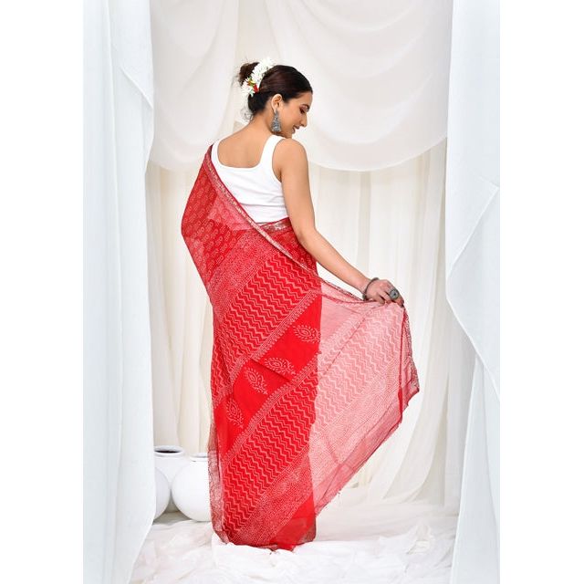 Scarlet Blossom Saree