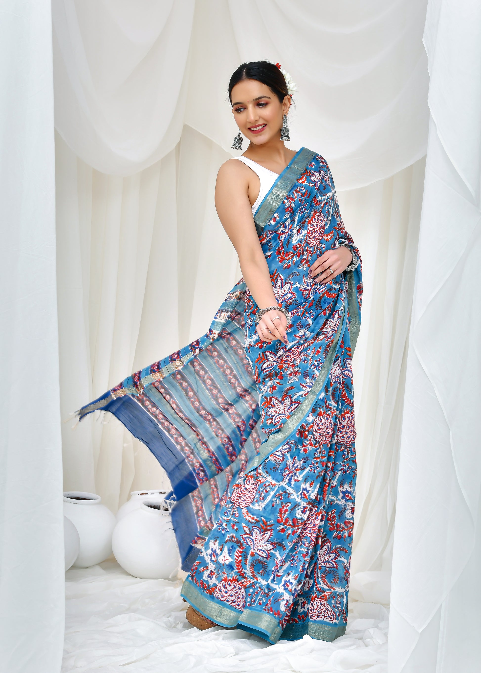 Azure Rose Saree