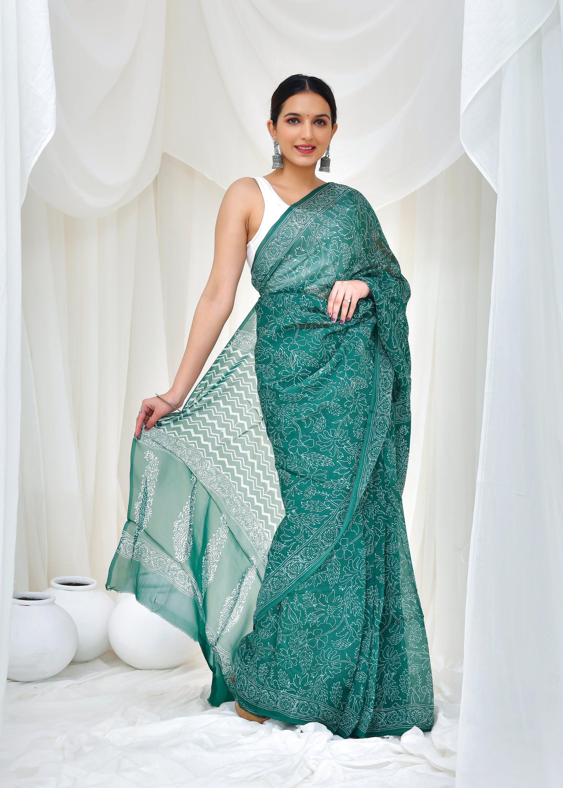 Emerald Blossom Saree