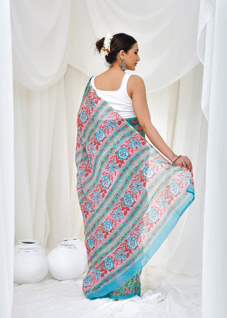 Emerald Crimson Saree