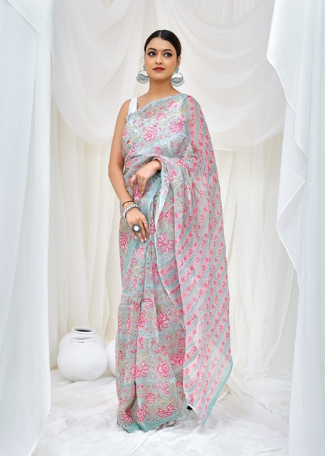 Rosebud Meadow Saree