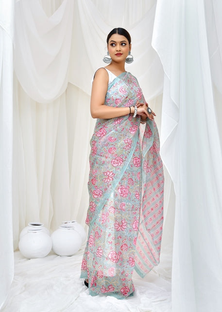 Rosebud Meadow Saree