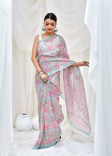 Rosebud Meadow Saree