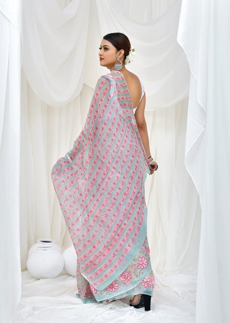 Rosebud Meadow Saree