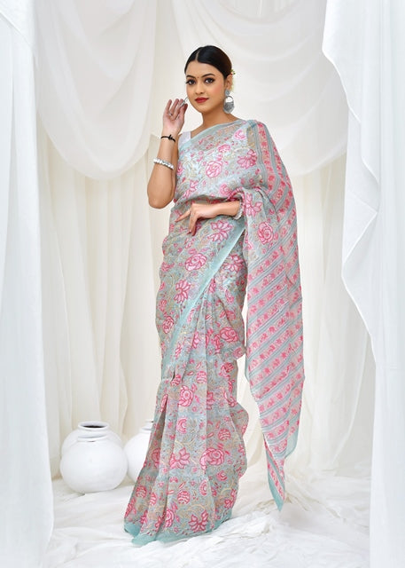 Rosebud Meadow Saree