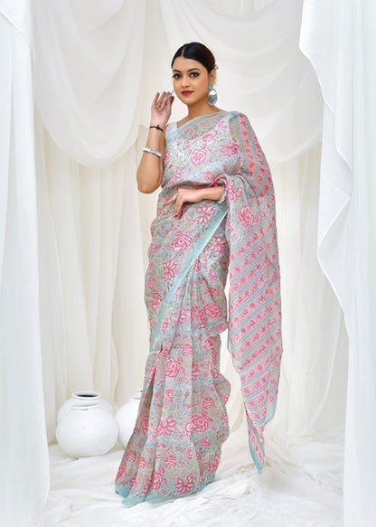 Rosebud Meadow Saree