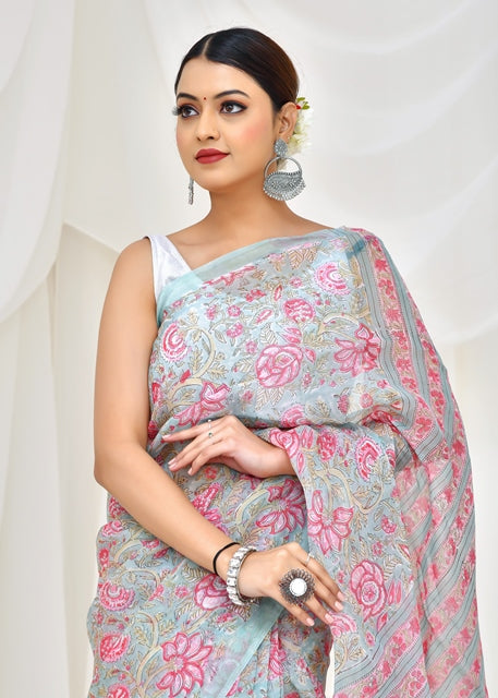 Rosebud Meadow Saree