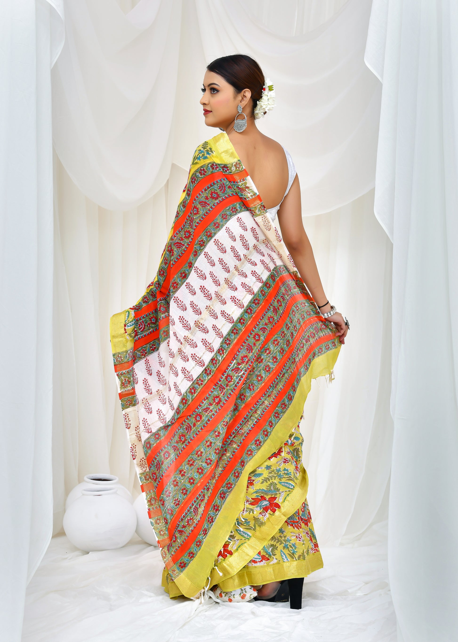 Ivory Vineyard Saree