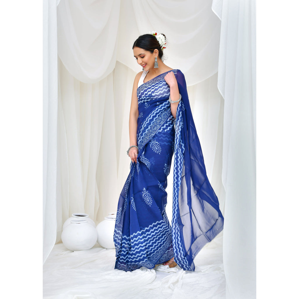 Serene Sky Saree