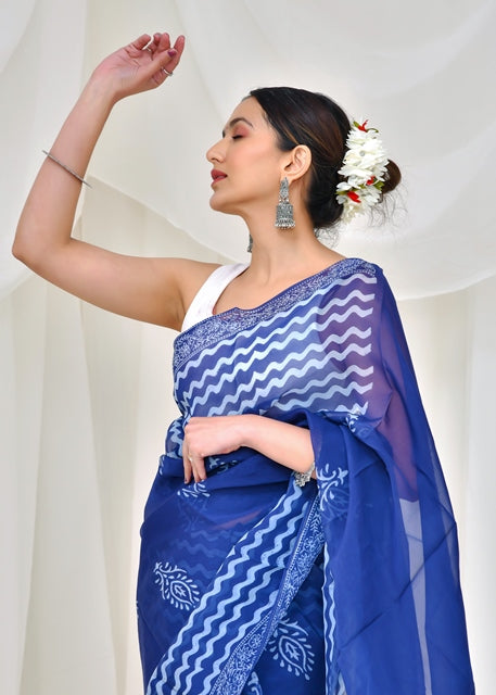 Serene Sky Saree