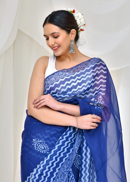 Serene Sky Saree