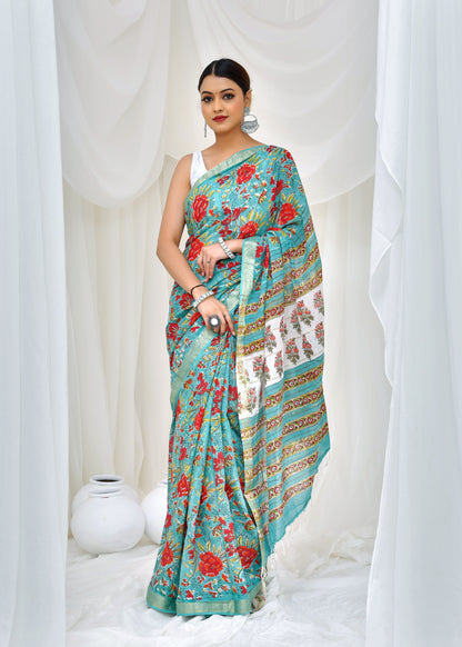 Emerald Rose Quartz Saree