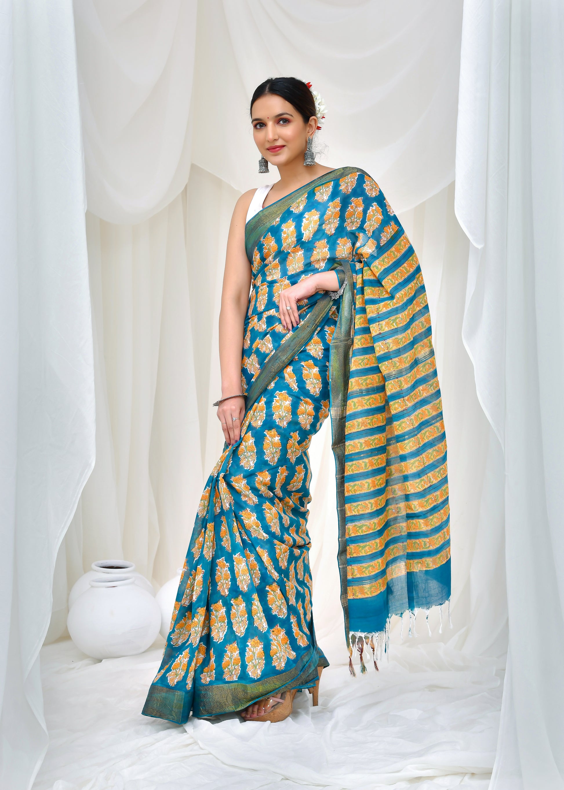 Azure Sunshine Saree