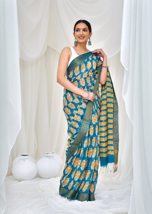 Azure Sunshine Saree