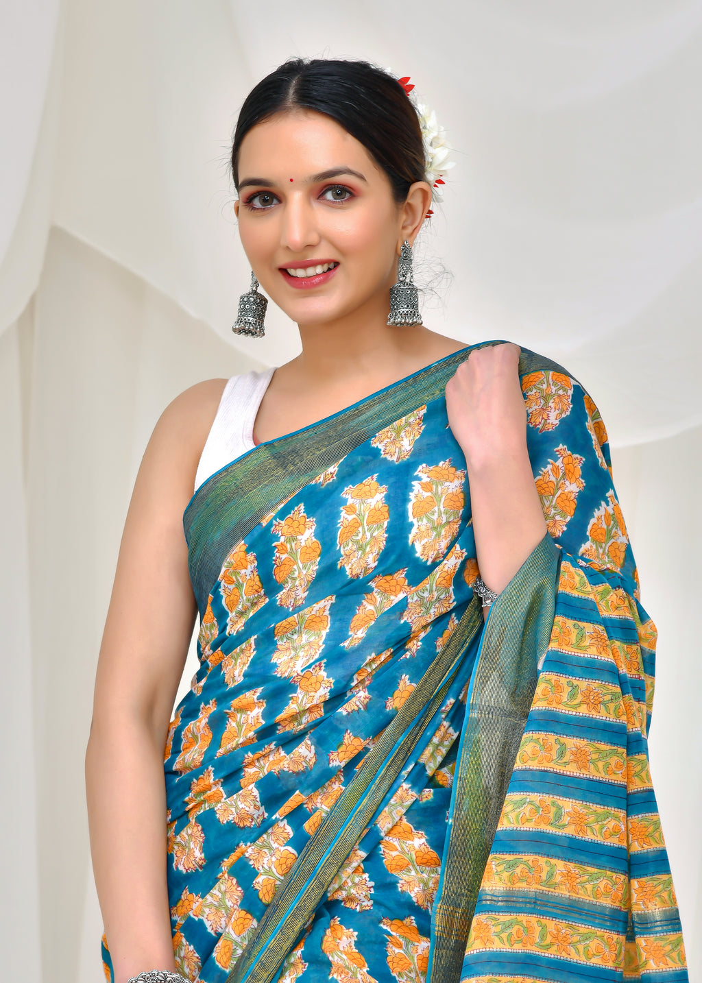 Azure Sunshine Saree