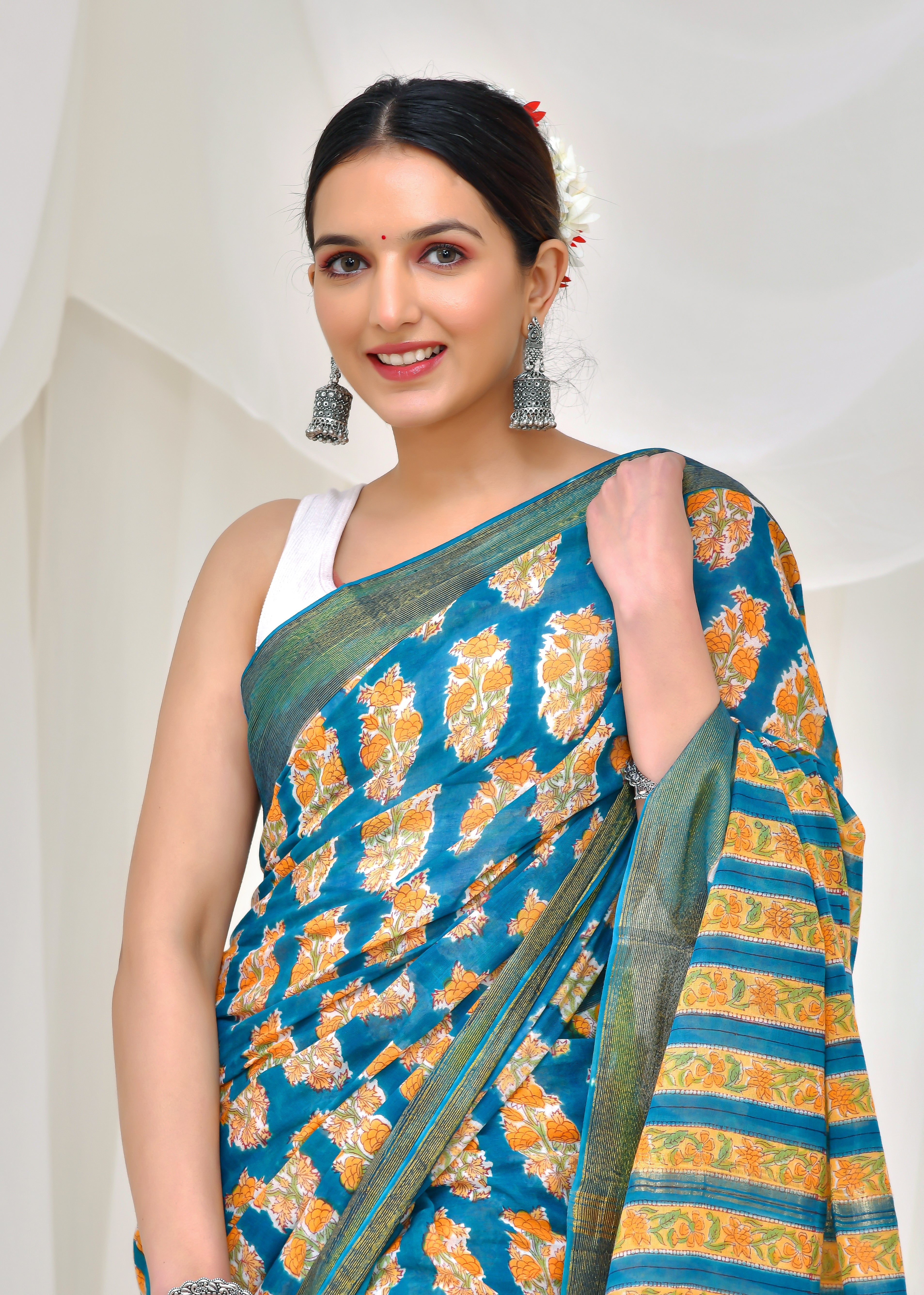 Azure Sunshine Saree