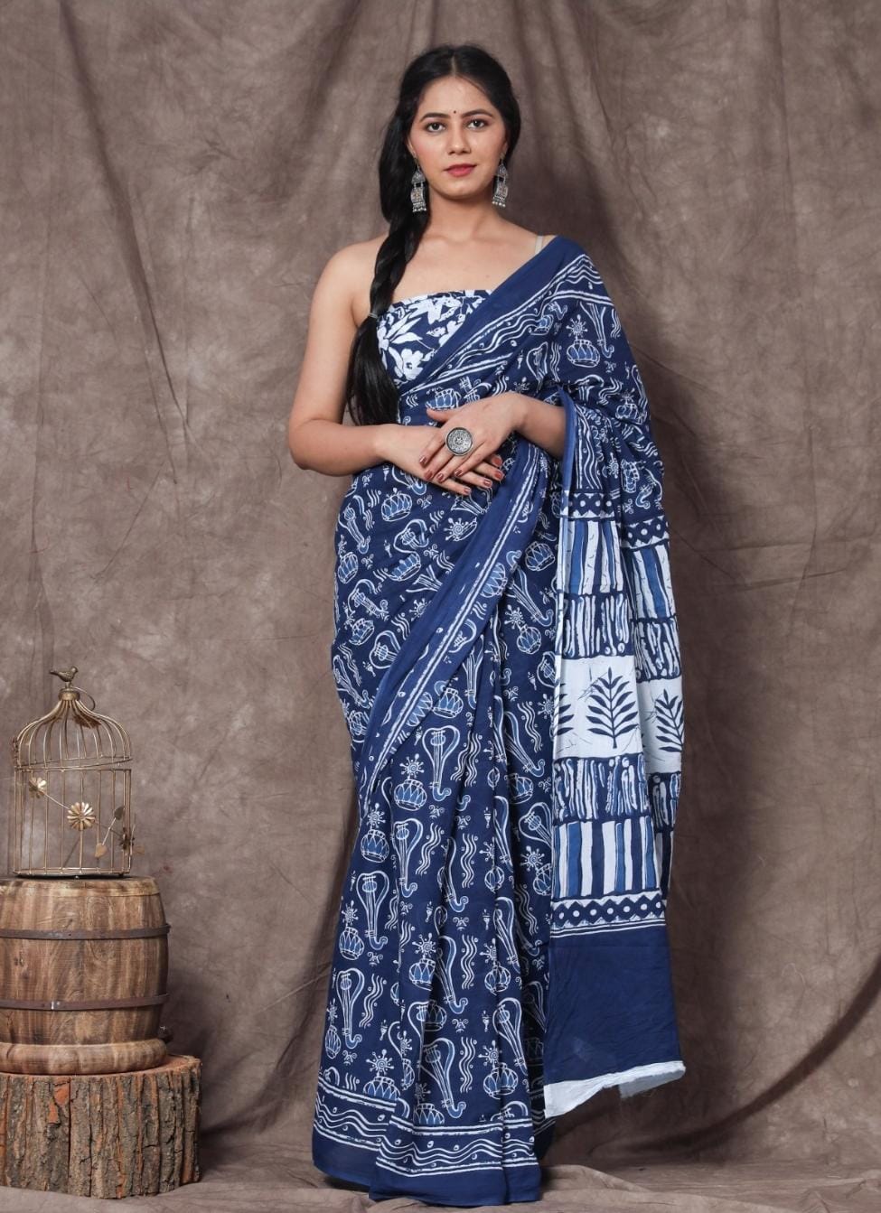 Kalamkari Authentic Ethnic Hand Block MulMul Saree