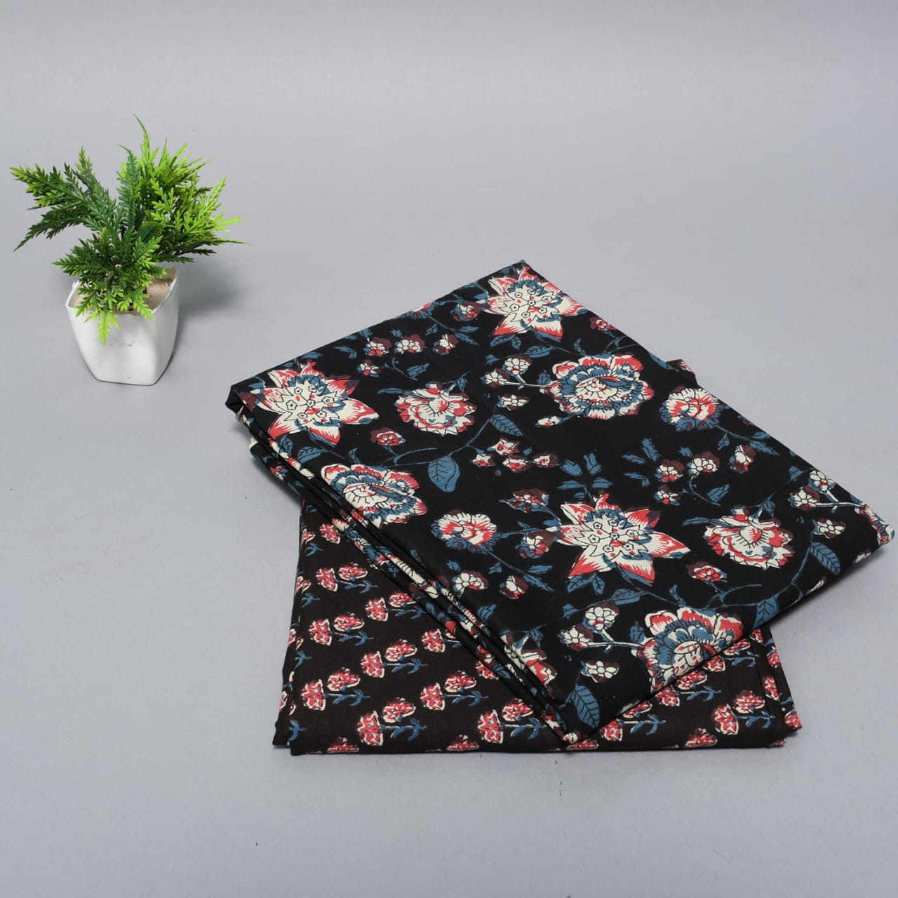 Black Floral Print Suit Fabric