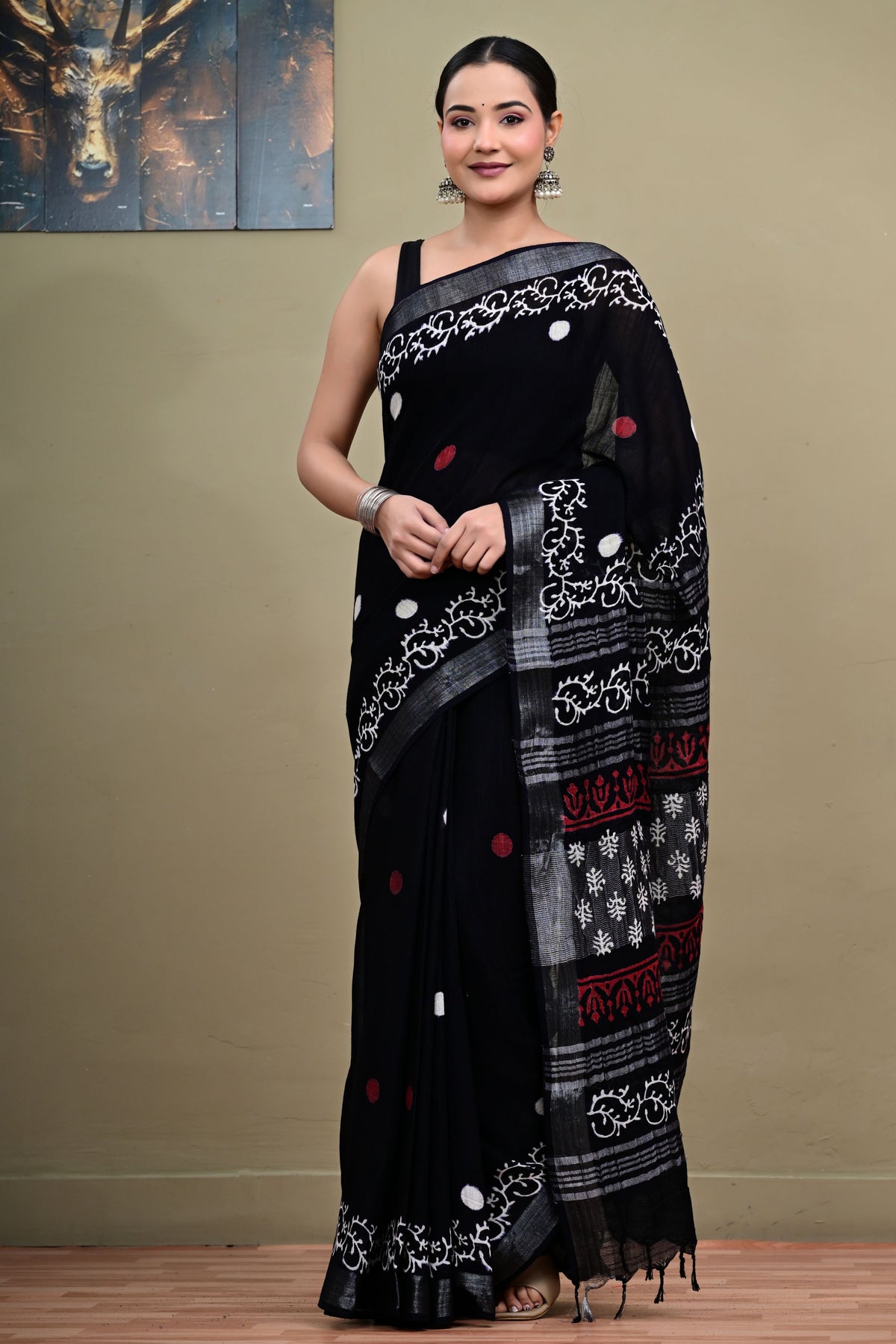 Retro Remix Linen Saree