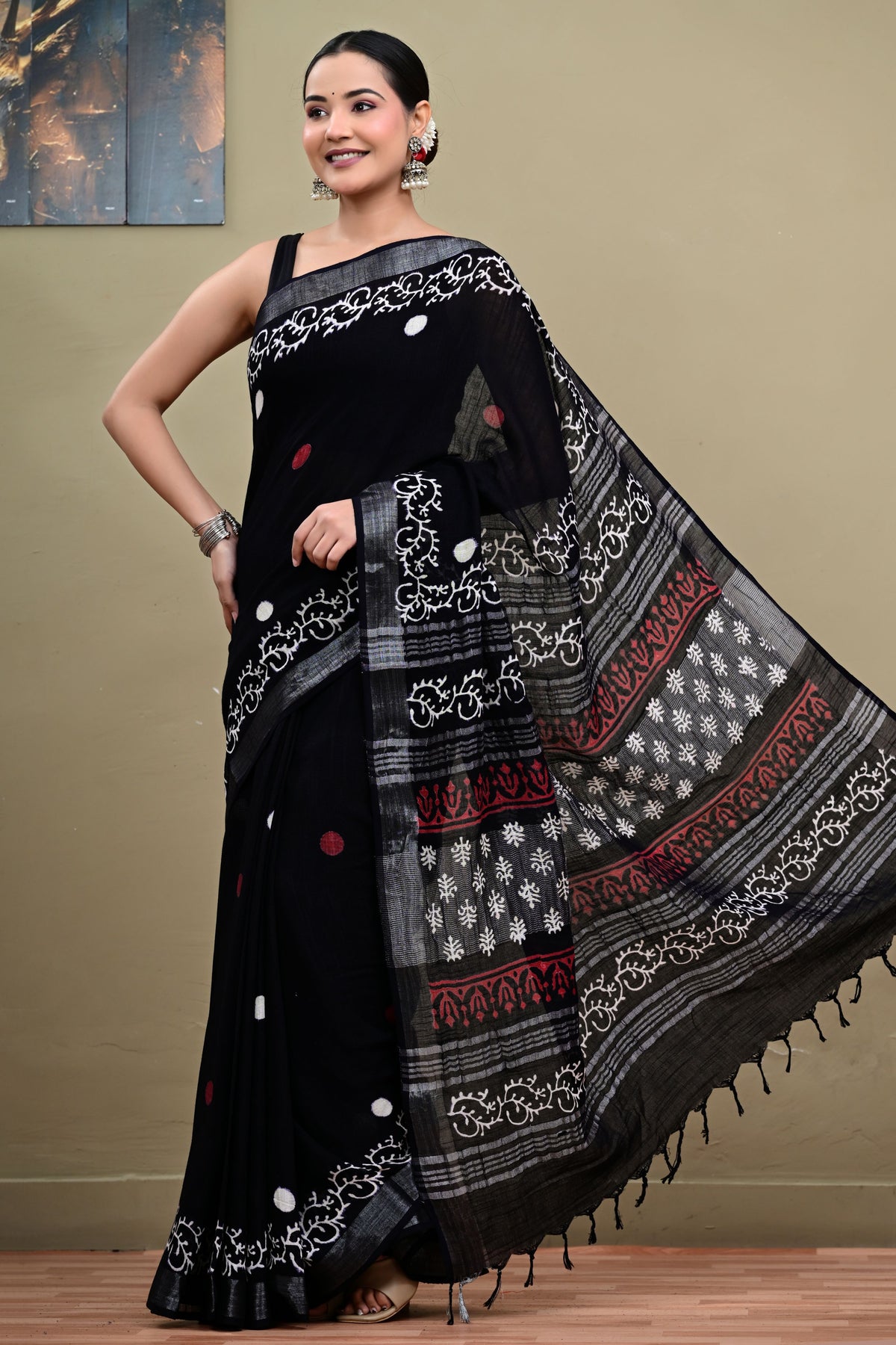 Retro Remix Linen Saree
