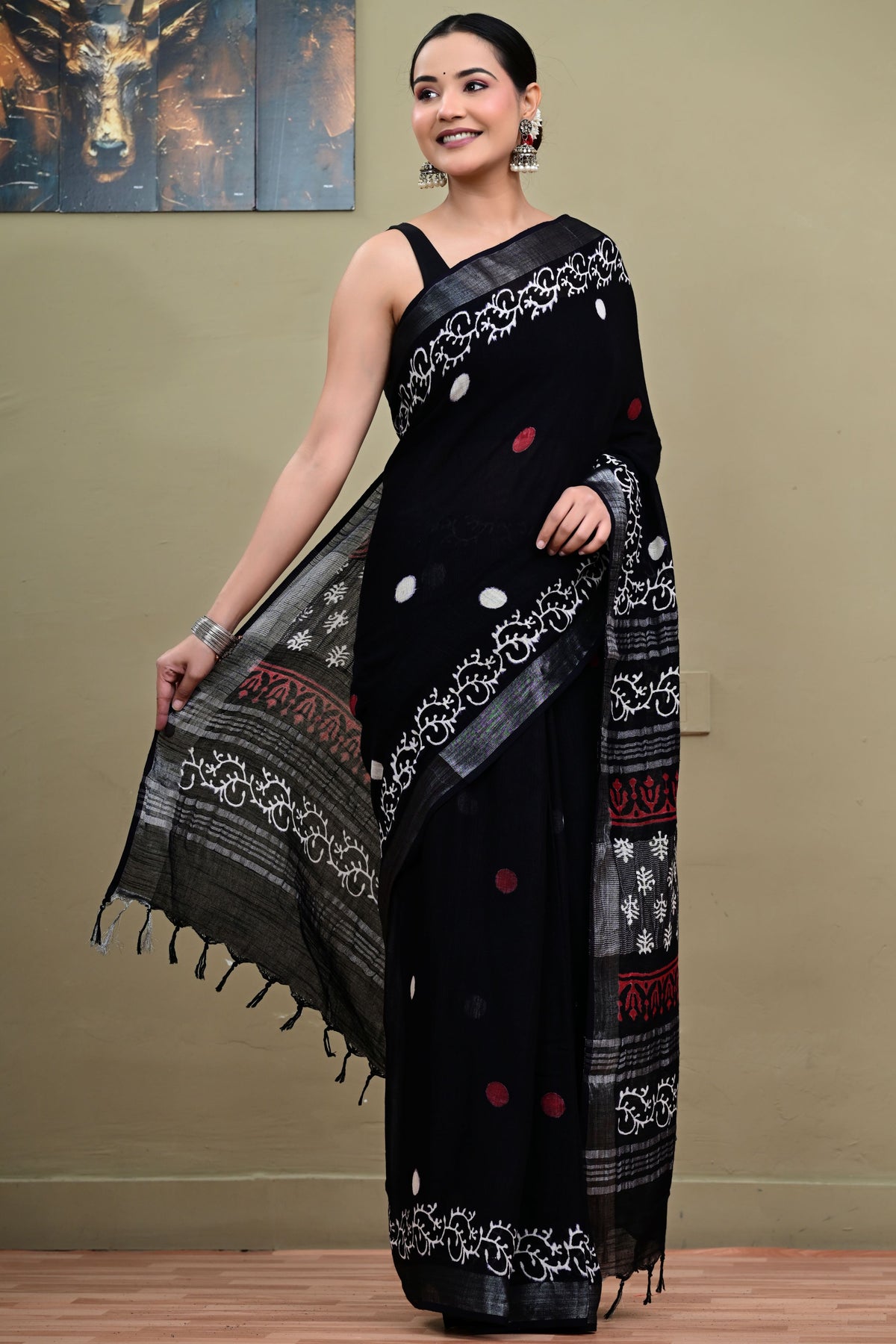 Retro Remix Linen Saree