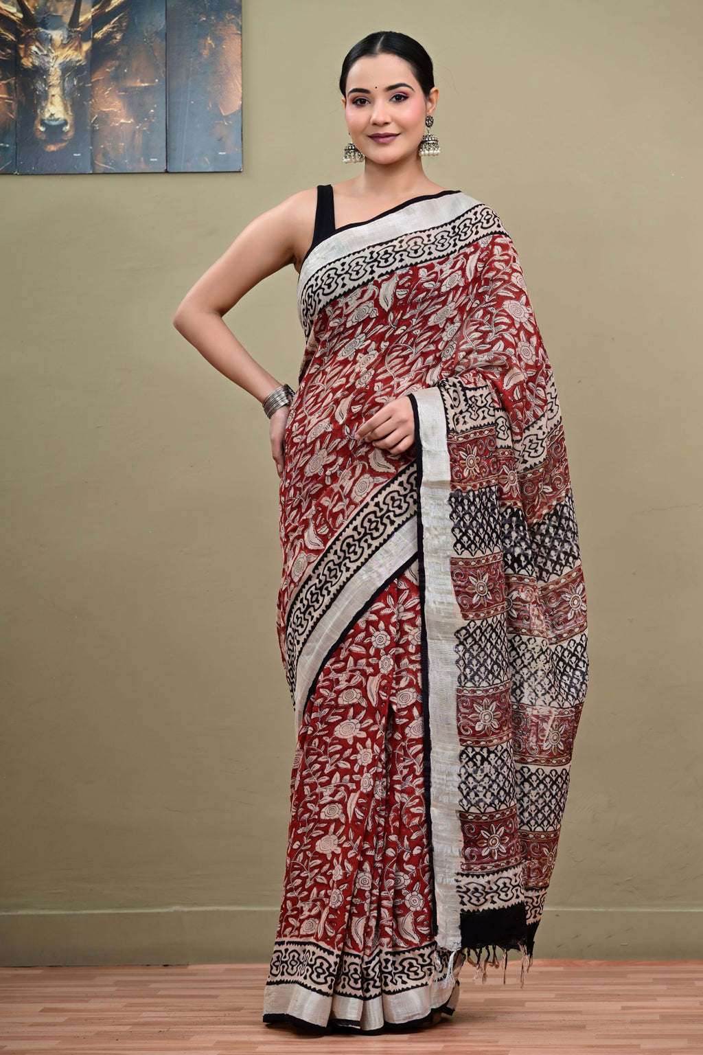 Starry Night Linen Cotton Saree