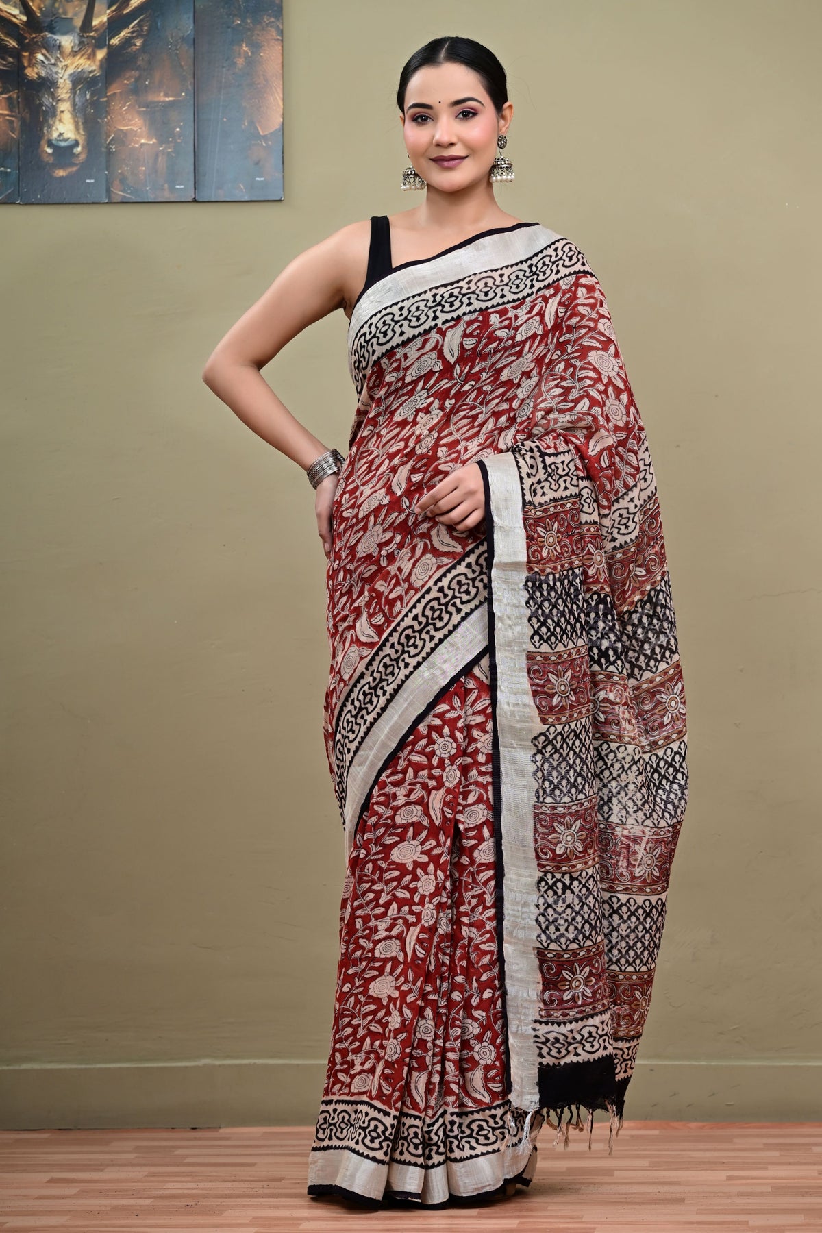 Starry Night Linen Cotton Saree