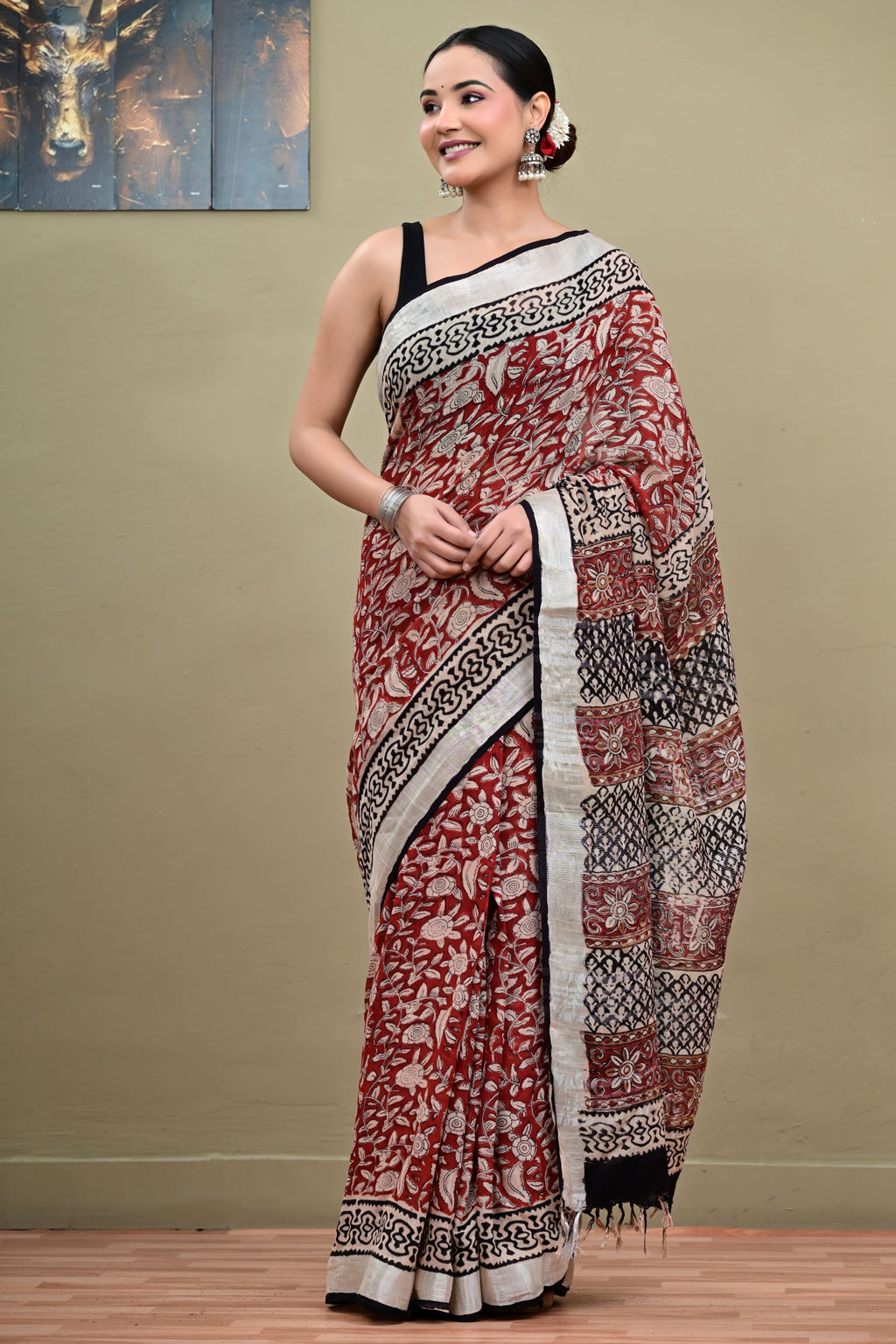 Starry Night Linen Cotton Saree