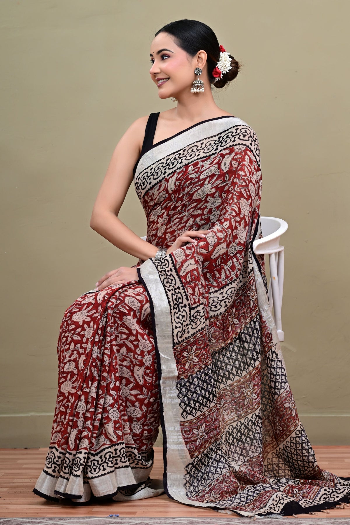 Starry Night Linen Cotton Saree