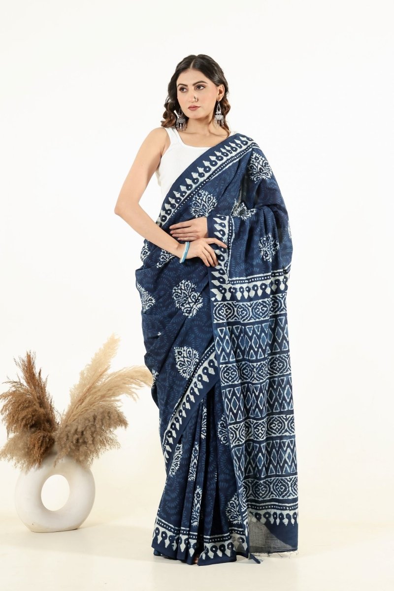 Indigo Leaf Artisan Saree