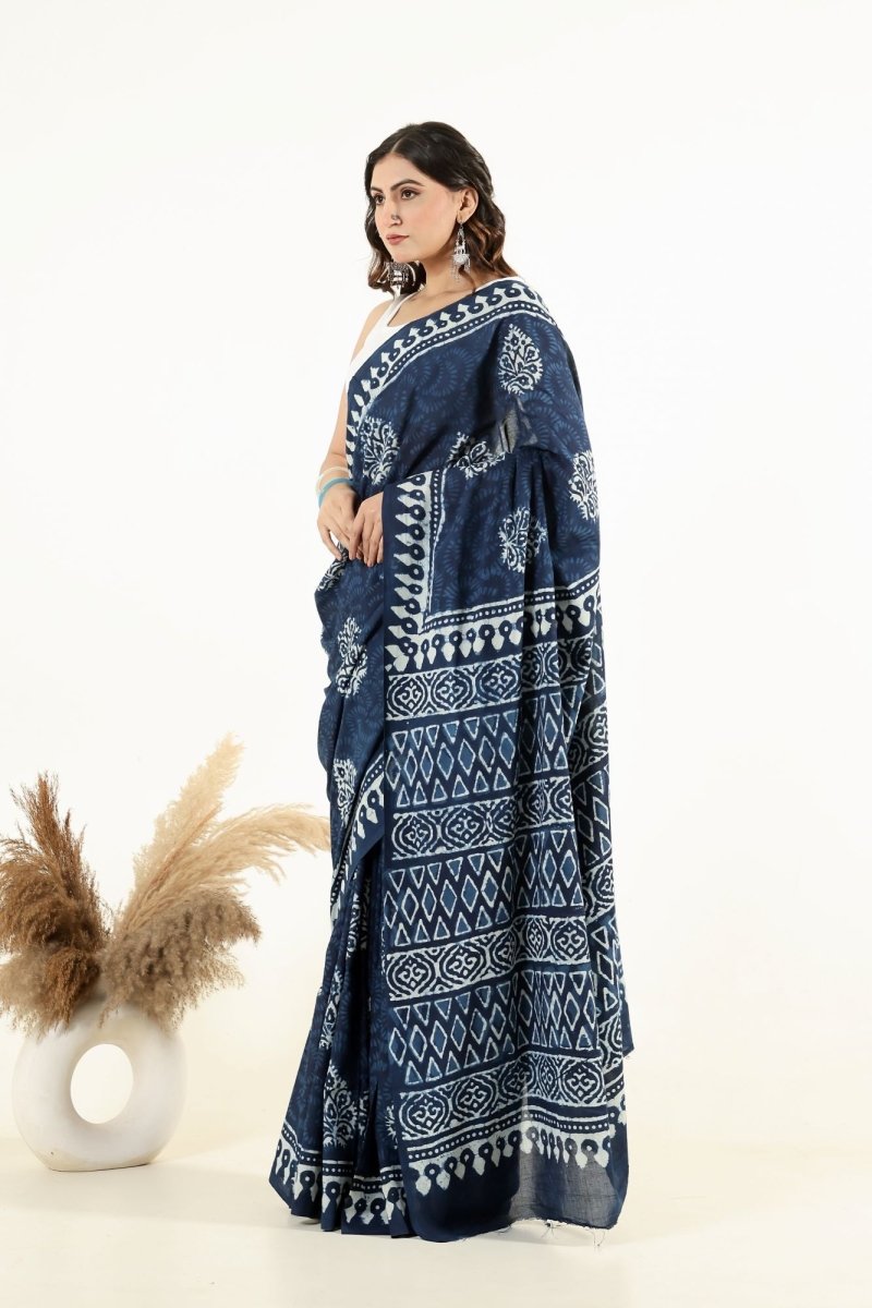 Indigo Leaf Artisan Saree